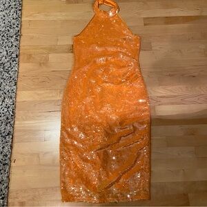 Orange sequin dress size small